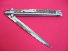 New Old Stock "INOX" 13 Inch Stag ITALIAN STILETTO Switchblade Knife