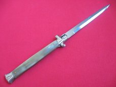 New Old Stock "INOX" 13 Inch Blonde Horn ITALIAN STILETTO Switchblade Knife