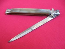 New Old Stock "INOX" 13 Inch Blonde Horn ITALIAN STILETTO Switchblade Knife