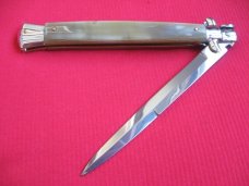 New Old Stock "INOX" 13 Inch Blonde Horn ITALIAN STILETTO Switchblade Knife