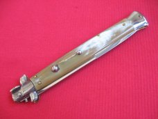New Old Stock "INOX" 13 Inch Blonde Horn ITALIAN STILETTO Switchblade Knife