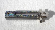 NEW A.G.A. CAMPOLIN DOMINUS 6" BEAUTIFUL ABALONE SCALES AUTOMATIC LEVER LOCK WITH BOX