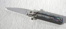 NEW A.G.A. CAMPOLIN DOMINUS 6" BEAUTIFUL ABALONE SCALES AUTOMATIC LEVER LOCK WITH BOX