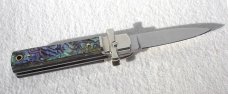 NEW A.G.A. CAMPOLIN DOMINUS 6" BEAUTIFUL ABALONE SHELL AUTOMATIC LEVER LOCK WITH BOX