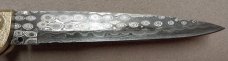 13" Double Eagle Picklock Switchblade. Damascus Blade and Buffalo horn handles.