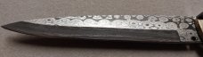 13" Double Eagle Picklock Switchblade. Damascus Blade and Buffalo horn handles.