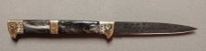 13" Double Eagle Picklock Switchblade. Damascus Blade and Buffalo horn handles.