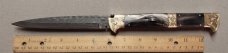 13" Double Eagle Picklock Switchblade. Damascus Blade and Buffalo horn handles.