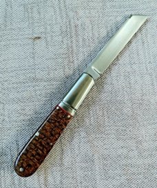 Kroo BeanBag Micarta Sheepsfoot Barlow.Rwl34.3.75.fluted bolsters.filework..spacers..liners.coa/slip