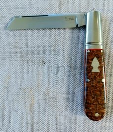 Kroo BeanBag Micarta Sheepsfoot Barlow.Rwl34.3.75.fluted bolsters.filework..spacers..liners.coa/slip