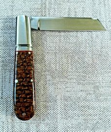 Kroo BeanBag Micarta Sheepsfoot Barlow.Rwl34.3.75.fluted bolsters.filework..spacers..liners.coa/slip