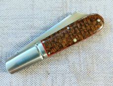 Kroo BeanBag Micarta Sheepsfoot Barlow.Rwl34.3.75.fluted bolsters.filework..spacers..liners.coa/slip