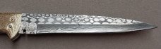 13" Double Eagle Picklock Switchblade. Damascus Blade and Multi Color Acrylic handles.