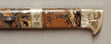 13" Double Eagle Picklock Switchblade. Damascus Blade and Multi Color Acrylic handles.