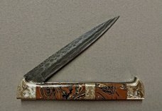 13" Double Eagle Picklock Switchblade. Damascus Blade and Multi Color Acrylic handles.