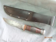 Cattaraugus Skinning Knife Leather Black & Red Fiber Handle