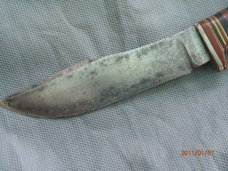 Cattaraugus Skinning Knife Leather Black & Red Fiber Handle