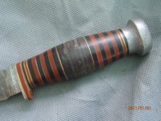 Cattaraugus Skinning Knife Leather Black & Red Fiber Handle
