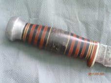 Cattaraugus Skinning Knife Leather Black & Red Fiber Handle
