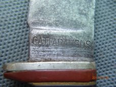 Cattaraugus Skinning Knife Leather Black & Red Fiber Handle