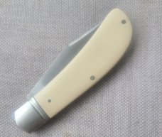K'roo Vintage Ivory Paper Micarta Lanny..fluted...black accents..4cl"..Rwl34..Filework..coa and slip