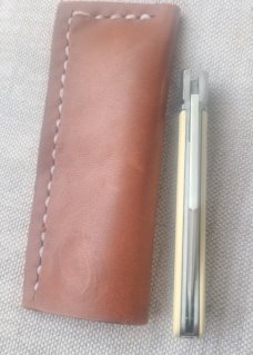 K'roo Vintage Ivory Paper Micarta Lanny..fluted...black accents..4cl"..Rwl34..Filework..coa and slip