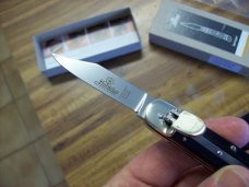 Hubertus Knife Solingen, Germany Small 08 Exotic Black Ebony Wood 5 3/4 " Open Lilyput NIB