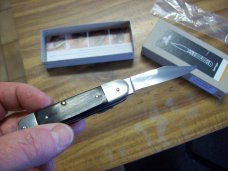 Hubertus Knife Solingen, Germany Small 08 Exotic Black Ebony Wood 5 3/4 " Open Lilyput NIB