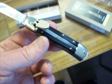 Hubertus Knife Solingen, Germany Small 08 Exotic Black Ebony Wood 5 3/4 " Open Lilyput NIB