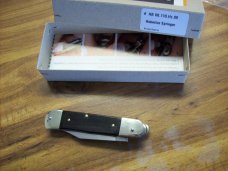 Hubertus Knife Solingen, Germany Small 08 Exotic Black Ebony Wood 5 3/4 " Open Lilyput NIB