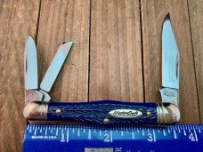 Robeson Mastercraft by Queen Fiddleback Whittler Italian Deep Blue Jigged Bone 1 of 200 