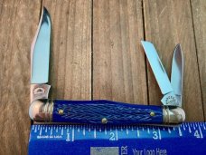Robeson Mastercraft by Queen Fiddleback Whittler Italian Deep Blue Jigged Bone 1 of 200 