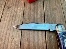 Robeson Mastercraft by Queen Fiddleback Whittler Italian Deep Blue Jigged Bone 1 of 200 