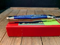 Robeson Mastercraft by Queen Fiddleback Whittler Italian Deep Blue Jigged Bone 1 of 200 