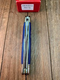 Robeson Mastercraft by Queen Fiddleback Whittler Italian Deep Blue Jigged Bone 1 of 200 