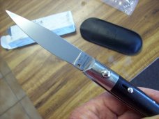 A.G.A. Campolin Pattada Scarce Italian Automatic African Black Ebonywood UNUSED W/Pouch & Box