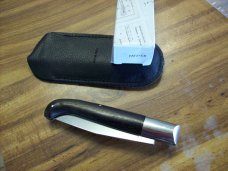 A.G.A. Campolin Pattada Scarce Italian Automatic African Black Ebonywood UNUSED W/Pouch & Box