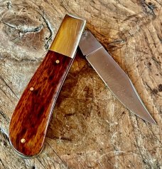 Michael May, Sheffield Clayton Barlow with Snakewood Scales and Clip Point Blade