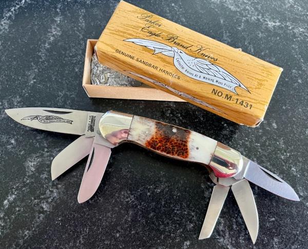 Vintage Parker 6 Blade Gunboat Canoe Knife, Japan, Original Box, Unused 
