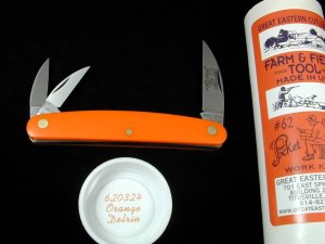 Great Eastern Cutlery Farm & Field Orange Delrin Pocket Carver Knife NIT 620324 Wharncliffe