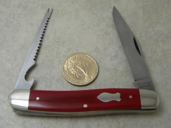 Puma Solingen Germany Smooth Red Fisherman's Knife Puma Solingen Germany Smooth Red Fisherman's Knife