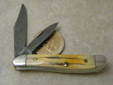 Case XX USA 2008 Raindrop Damascus 5220 DAM Stag Peanut Knife