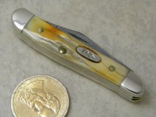 Case XX USA 2008 Raindrop Damascus 5220 DAM Stag Peanut Knife