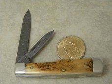 Case XX USA 2012 Raindrop Damascus I215DAM Mammoth Ivory Gunstock Jack Knife