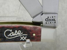 Case XX USA 2001 6375 Script Shield Cranberry Bone Stockman Knife