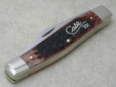 Case XX USA 2001 6375 Script Shield Cranberry Bone Stockman Knife