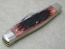 Case XX USA 2001 6375 Script Shield Cranberry Bone Stockman Knife