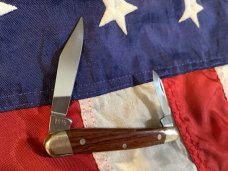 Vintage J A Henckels 2 Blade Half Whittler (Mdl 1915) Pocket Knife w/ Wood Handles! -NOS