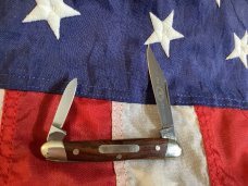 Vintage J A Henckels 2 Blade Half Whittler (Mdl 1915) Pocket Knife w/ Wood Handles! -NOS
