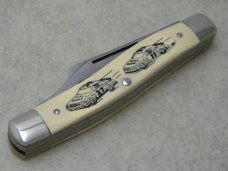 Schrade USA SC505 Scrimshaw Checkered Flag Collection Stockman Knife 